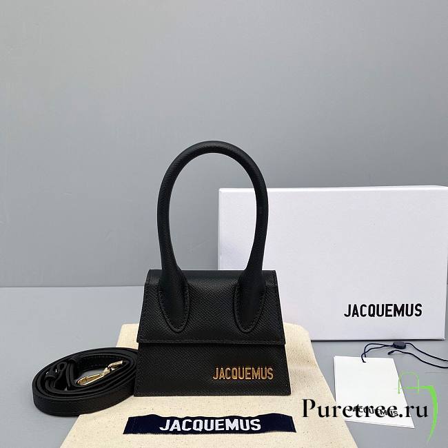 JACQUEMUS Le Chiquito Black Grained Leather - 12x8x5cm - 1