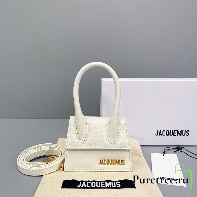 JACQUEMUS | Le Chiquito White Grained Leather - 12x8x5cm - 1
