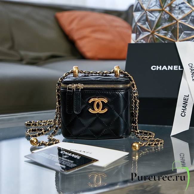 CHANEL | Small Black Vanity With Chain  - AP2292 - 8.5×11×7cm - 1
