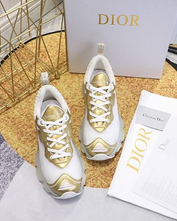 DIOR | VIBE SNEAKER White Mesh and Gold-Tone Leather