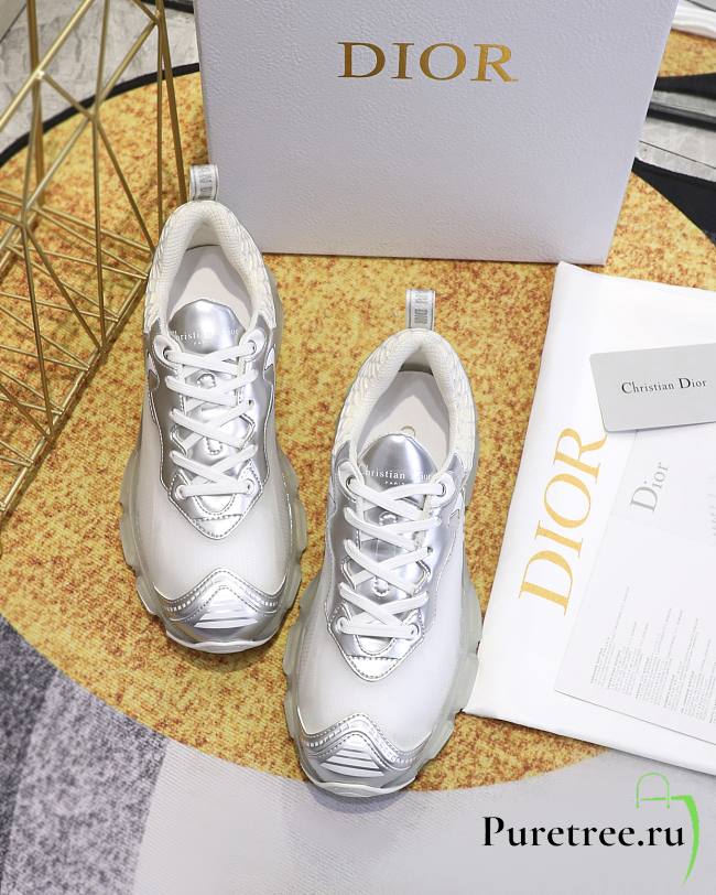 DIOR | VIBE SNEAKER White Mesh and Silver-Tone Leather - 1