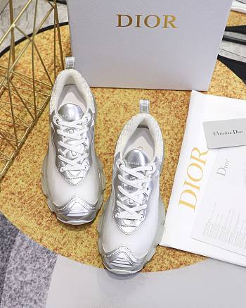 DIOR | VIBE SNEAKER White Mesh and Silver-Tone Leather