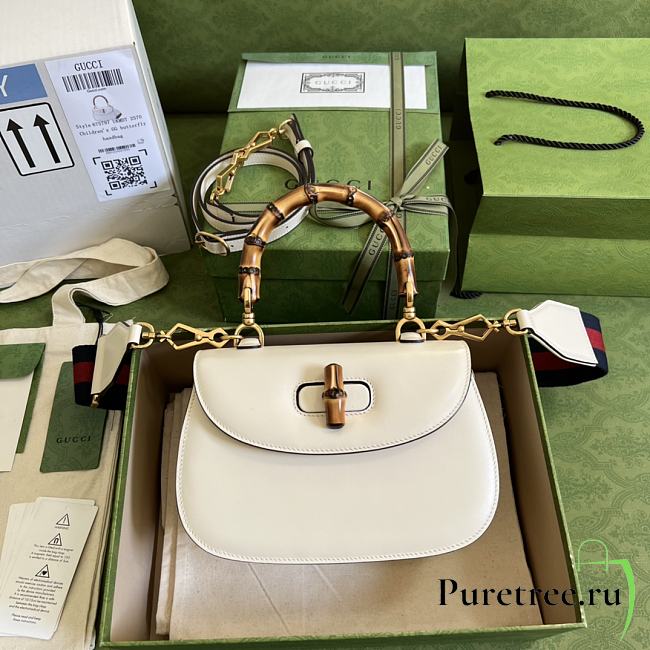 GUCCI | Small White top handle bag with Bamboo - 675797 - 21 x 15 x 7cm - 1
