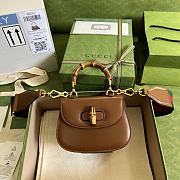 GUCCI | Mini Brown top handle bag with Bambo - 686864 - 17 x 12 x 7.5cm - 1