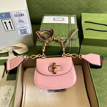 GUCCI | Mini Pink top handle bag with Bambo - 686864 - 17 x 12 x 7.5cm