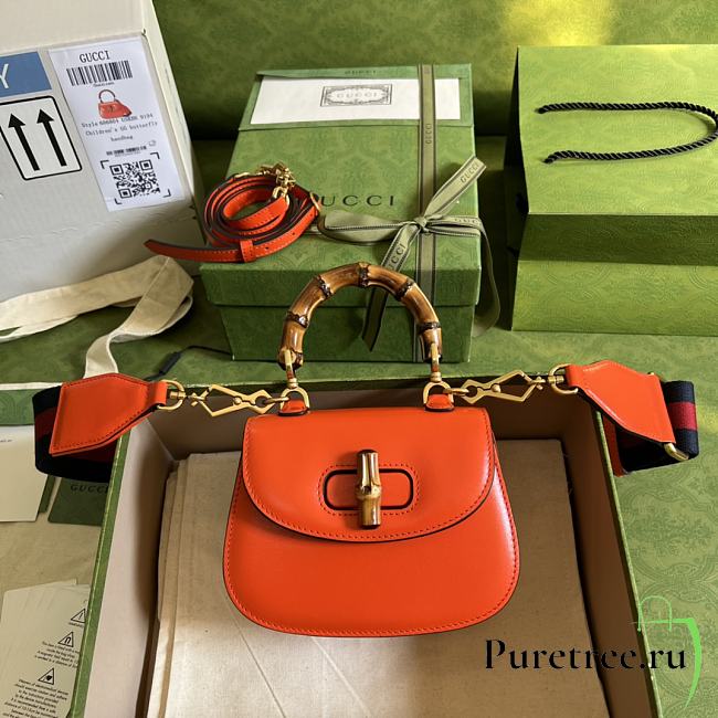 GUCCI | Mini Orange top handle bag with Bambo - 686864 - 17 x 12 x 7.5cm - 1