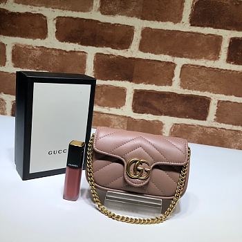 GUCCI | GG Marmont super mini dusty pink bag - 476433 - 13 x 9 x 5 cm