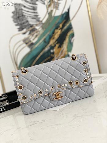 CHANEL | Flap Bag Gray Pearls - A01112 - 25.5 cm