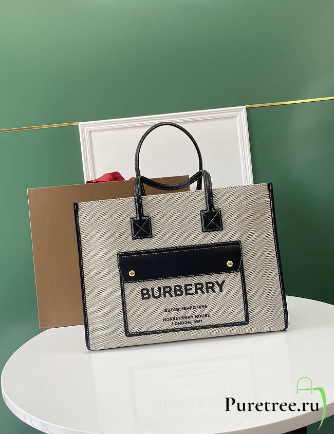BURBERRY | Medium Two-tone Canvas Tote Black bag - 80441291 - 40 x 16 x 30cm - 1