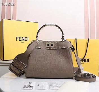 FENDI | PEEKABOO ICONIC MINI grey bag - 8BN244 - 23 x 11 x 18cm