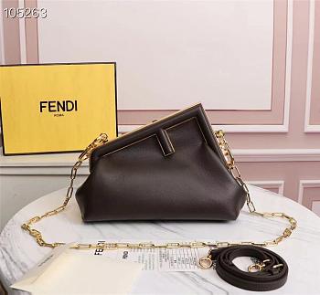 FENDI | FIRST SMALL Dark Brown leather bag - 8BP129 - 26 x 9.5 x 18cm