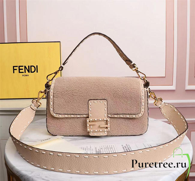 FENDI | BAGUETTE Pink sheepskin bag - 8BR600 - 27×6×15cm - 1