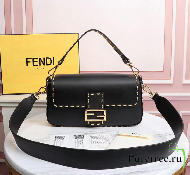 FENDI | BAGUETTE Black bag - 8BR600 - 28x6x13cm - 1