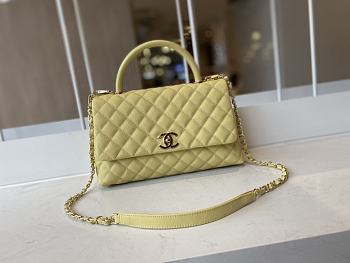 CHANEL | Yellow Grained Calfskin Coco Handle Bag - A92991 - 28 cm
