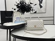 CHANEL | White Grained Calfskin Coco Handle Bag - A92991 - 28 cm - 1