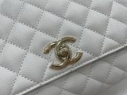CHANEL | White Grained Calfskin Coco Handle Bag - A92991 - 28 cm - 2