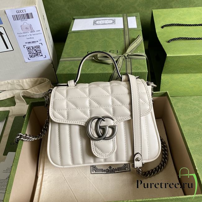 GUCCI | GG Marmont mini white top handle bag - 583571 - 21 x 15.5 x 8cm - 1