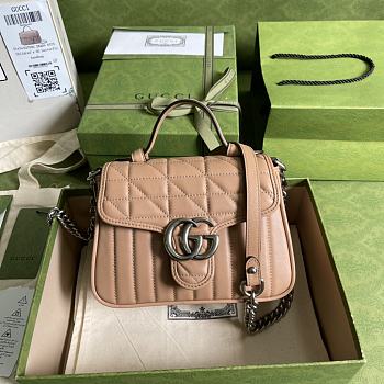 GUCCI | GG Marmont mini rose beige top handle bag - 583571 - 21 x 15.5 x 8cm
