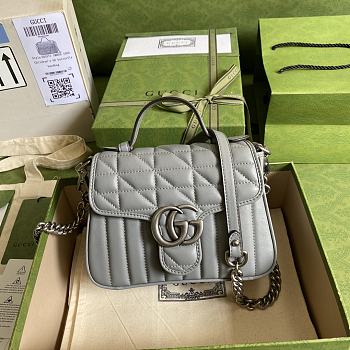 GUCCI | GG Marmont mini grey top handle bag - 583571 - 21 x 15.5 x 8cm