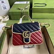 GUCCI | GG Marmont mini blue/red top handle bag - 583571 - 21 x 15.5 x 8cm - 1