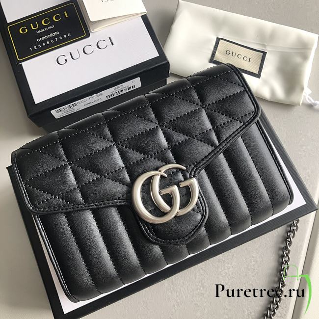 GUCCI | GG Marmont matelassé mini black bag - ‎474575 - 20 x 13 x 6 cm - 1
