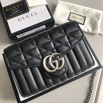 GUCCI | GG Marmont matelassé mini black bag - ‎474575 - 20 x 13 x 6 cm