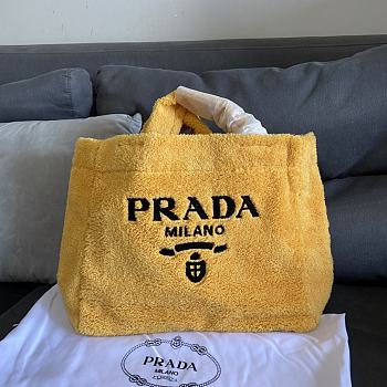 PRADA | Terry tote bag Yellow/Black - 1BG130 - 40×34×16cm