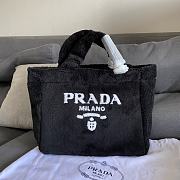 PRADA | Terry tote bag Black/White - 1BG130 - 40×34×16cm - 1