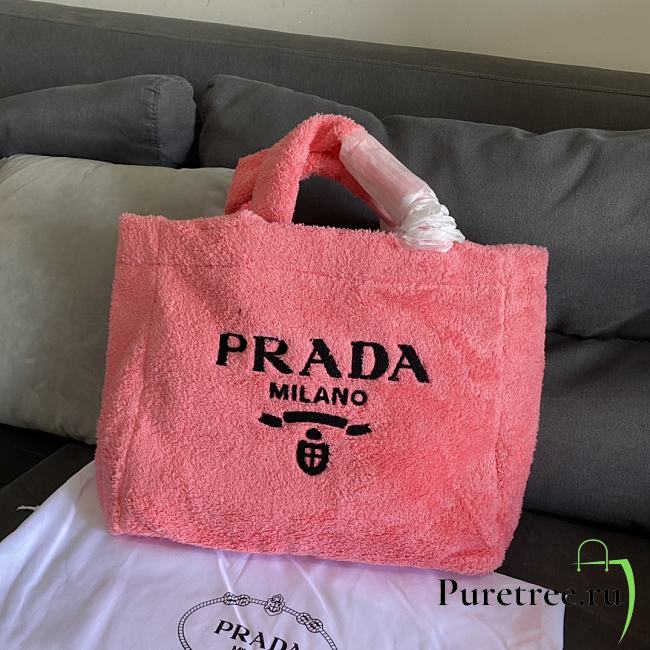 PRADA | Terry tote bag Pink/Black - 1BG130 - 40×34×16cm - 1