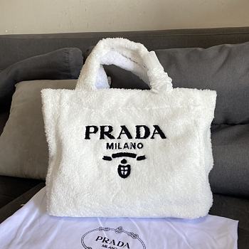 PRADA | Terry tote bag White/Black - 1BG130 - 40×34×16cm