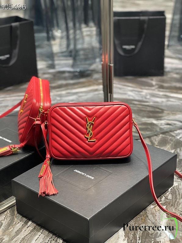 YSL | Lou Camera Red Bag In Quilted Leather - 612544 - 23 x 16 x 6 cm - 1