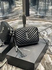 YSL | Lou Camera Black Bag In Quilted Leather Silver - 612544 - 23 x 16 x 6 cm - 2