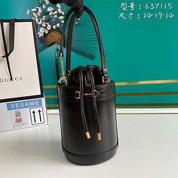 GUCCI | Gucci Horsebit 1955 small black bucket bag - 637115 - 14 x 19 x 14 cm
