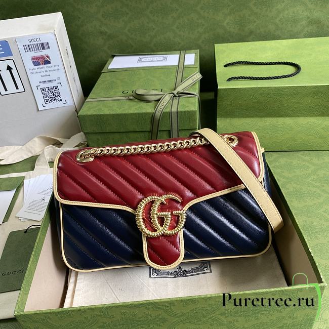 GUCCI | GG Marmont small red/blue shoulder bag - ‎443497 - 26 x 15 x 7cm - 1