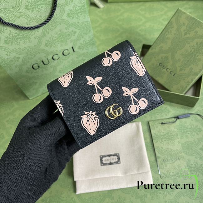 GUCCI | GG Marmont black berry card case wallet - 456126 - 11 x 8 x 2.5cm - 1