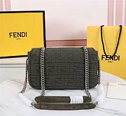 FENDI | MIDI BAGUETTE CHAIN Green FF fabric bag - 8BR793 - 24×6×13cm - 4
