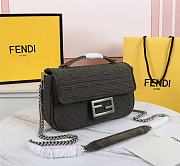 FENDI | MIDI BAGUETTE CHAIN Green FF fabric bag - 8BR793 - 24×6×13cm - 3
