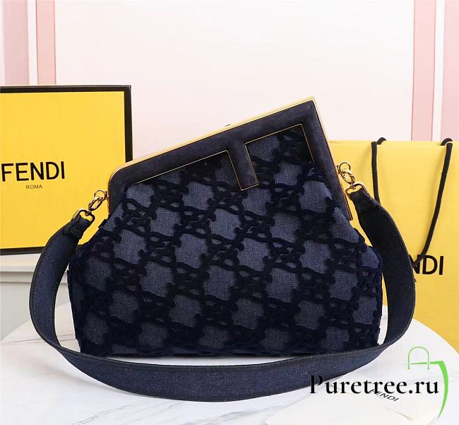 FENDI | FIRST MEDIUM Blue denim bag - 8BP127 - 32.5 x 15 x 23.5 cm - 1