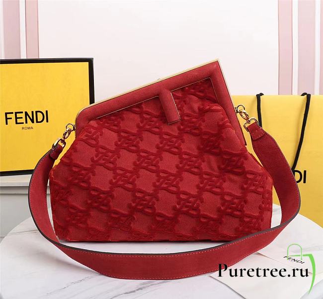 FENDI | FIRST MEDIUM Red denim bag - 8BP127 - 32.5 x 15 x 23.5 cm - 1