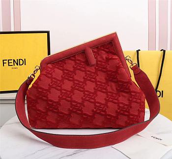 FENDI | FIRST MEDIUM Red denim bag - 8BP127 - 32.5 x 15 x 23.5 cm