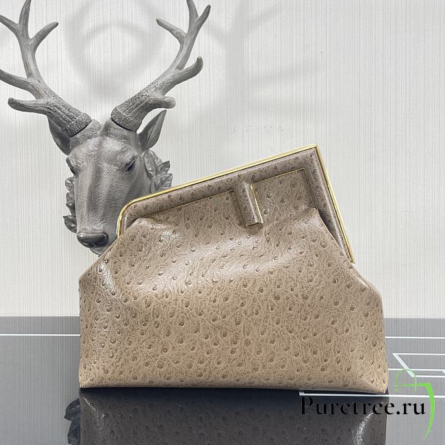 FENDI | FIRST MEDIUM Beige ostrich leather bag -  8BP127 - 32.5x15x23.5cm  - 1
