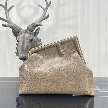 FENDI | FIRST MEDIUM Beige ostrich leather bag -  8BP127 - 32.5x15x23.5cm 
