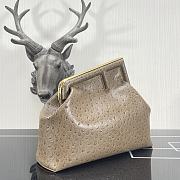 FENDI | FIRST MEDIUM Beige ostrich leather bag -  8BP127 - 32.5x15x23.5cm  - 6