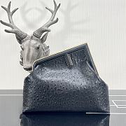 FENDI | FIRST MEDIUM Black ostrich leather bag -  8BP127 - 32.5x15x23.5cm  - 1