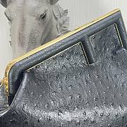 FENDI | FIRST MEDIUM Black ostrich leather bag -  8BP127 - 32.5x15x23.5cm  - 6