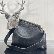 FENDI | FIRST MEDIUM Black ostrich leather bag -  8BP127 - 32.5x15x23.5cm  - 5