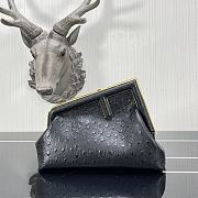 FENDI | FIRST SMALL Black ostrich leather bag - 8BP129 - 26×9.5×18cm - 1