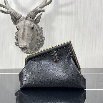 FENDI | FIRST SMALL Black ostrich leather bag - 8BP129 - 26×9.5×18cm
