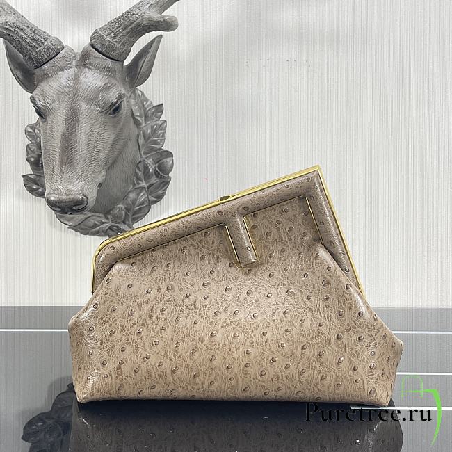 FENDI | FIRST SMALL Beige ostrich leather bag - 8BP129 - 26×9.5×18cm - 1