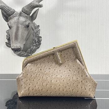 FENDI | FIRST SMALL Beige ostrich leather bag - 8BP129 - 26×9.5×18cm